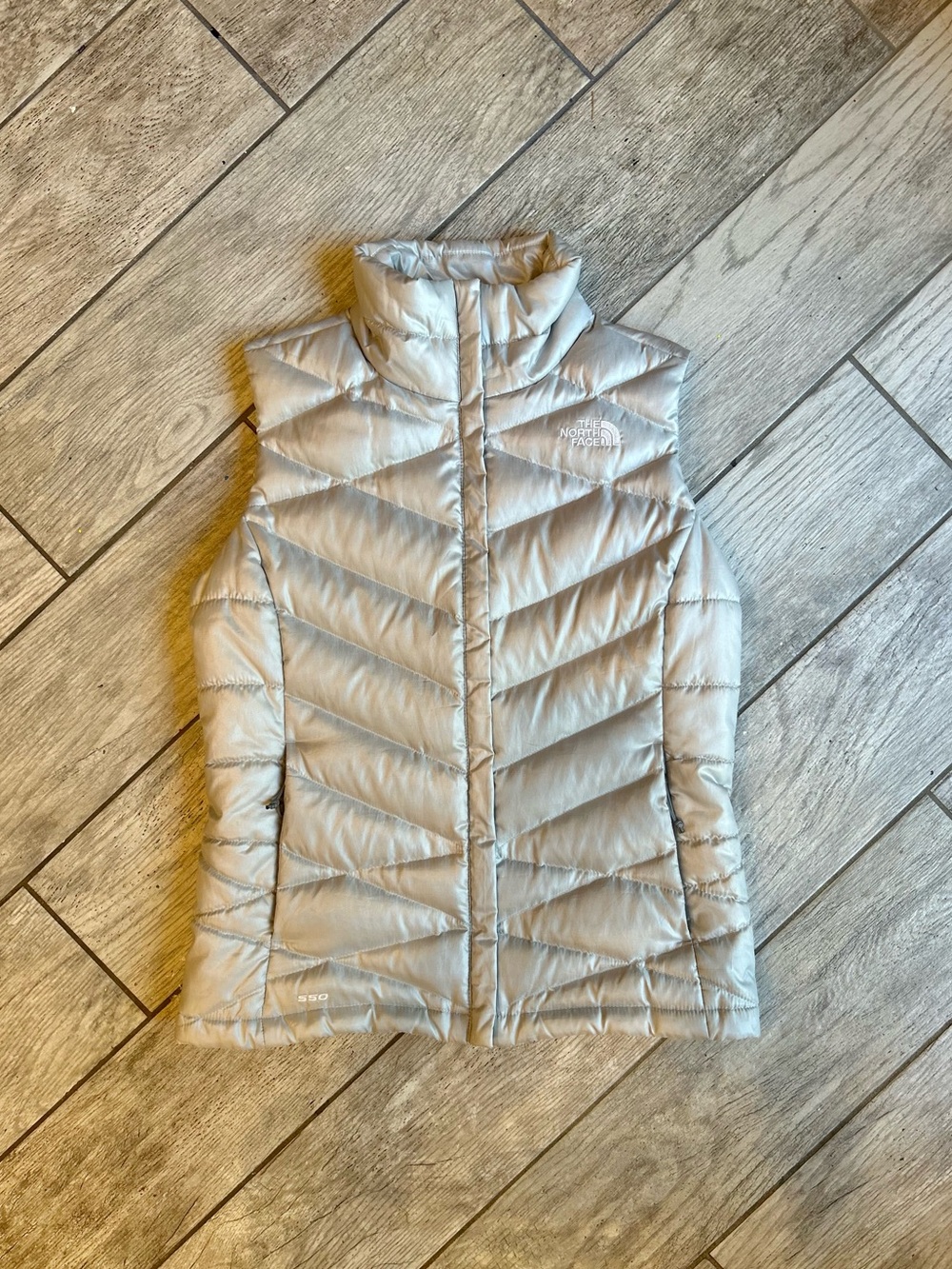 The North Face Silver Puffer Vest, Women’s Size S